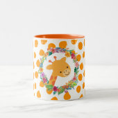 Kute Giraffe met een Waterverf Floral Wreater Tweekleurige Koffiemok (Center)