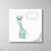 Kute Giraffe met hart en wolken Canvas Afdruk (Voorkant)