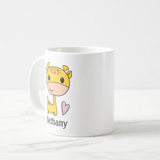 Kute Giraffe met hart geopereerd Koffiemok (Voorkant links)