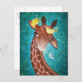Kute Giraffe met vogels Briefkaart (Voorkant / Achterkant)