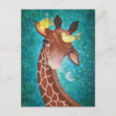 Kute Giraffe met vogels Briefkaart (Voorkant)