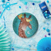 Kute Giraffe met vogels Papieren Bordje (Feest)