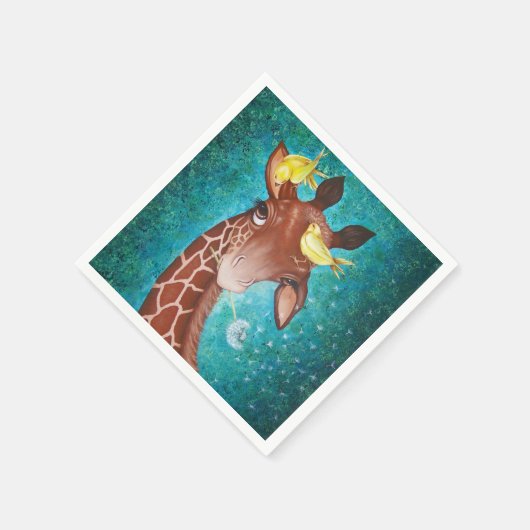 Kute Giraffe met vogels Servetten (Hoek)