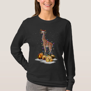 Kute Giraffe verlicht Santa Hat Sweater Xmas Tree T-shirt