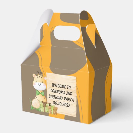 Kute Giraffe voor Toddlers Favor Box Bedankdoosjes (Achterkant)