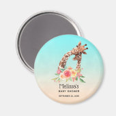 Kute Giraffe Waterverf Mam en Baby shower Magneet (Voorkant / Achterkant)