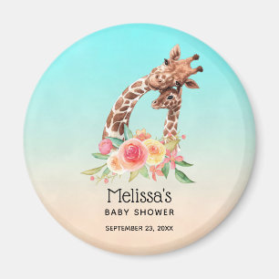 Kute Giraffe Waterverf Mam en Baby shower Magneet