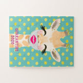 Kute Giraffe Wearingmaskers met lips Covid-19 Legpuzzel (Horizontaal)