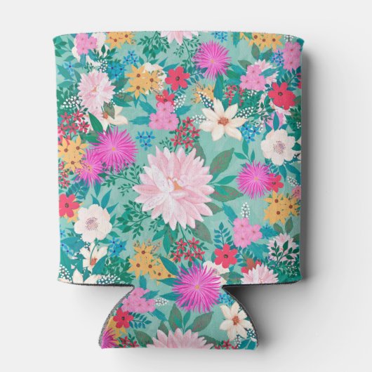 Kute girale roze & Mint hand-verfflorale vormgevin Blikjeskoeler (Achterkant)