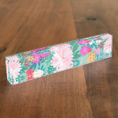 Kute girale roze & Mint hand-verfflorale vormgevin Naambordje (Zijkant)