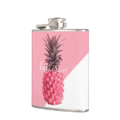 Kute girale tropische roze en witte ananas heupfles (Links)