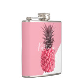 Kute girale tropische roze en witte ananas heupfles (Rechts)