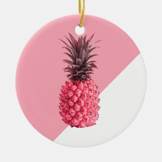 Kute girale tropische roze en witte ananas keramisch ornament (Voorkant)