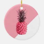 Kute girale tropische roze en witte ananas keramisch ornament (Achterkant)