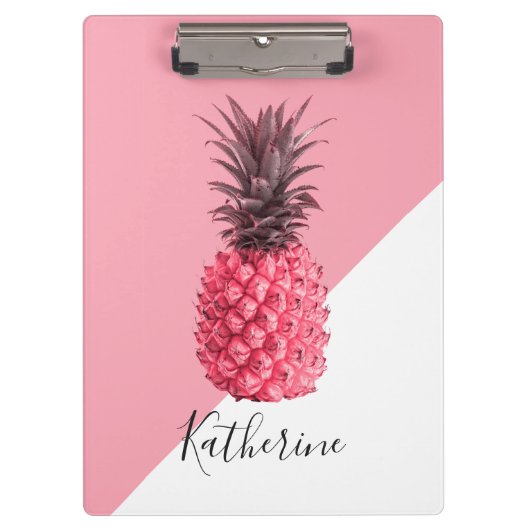 Kute girale tropische roze en witte ananas klembord (Voorkant)
