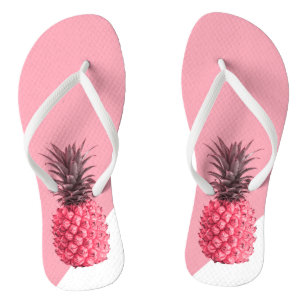 Kute girale tropische roze en witte ananas teenslippers