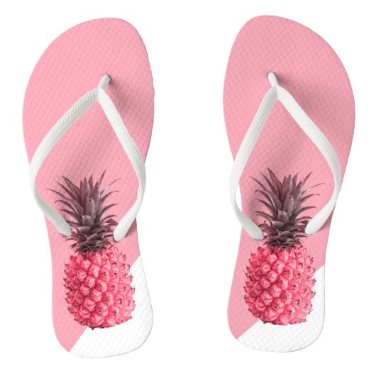 Kute girale tropische roze en witte ananas teenslippers (Voetbed)