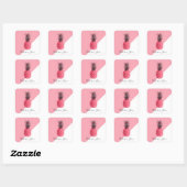 Kute girale tropische roze en witte ananas vierkante sticker (Vel)