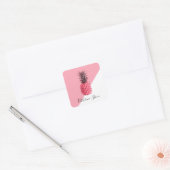 Kute girale tropische roze en witte ananas vierkante sticker (Envelop)