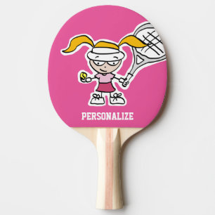 Kute girl cartoon tafel tennis ping pong paddle tafeltennisbatje