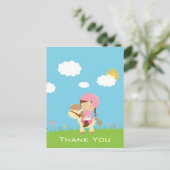 Kute girl die een paard rijdt, bedankt briefkaart (Staand voorkant)