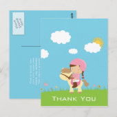 Kute girl die een paard rijdt, bedankt briefkaart (Voorkant / Achterkant)