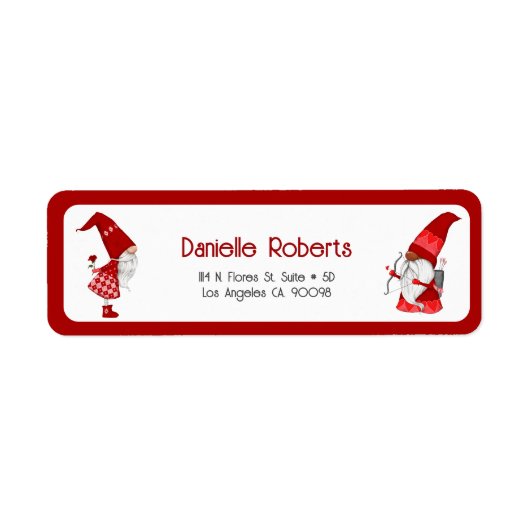 Kute girl gnome en cupid gnome etiket (Voorkant)