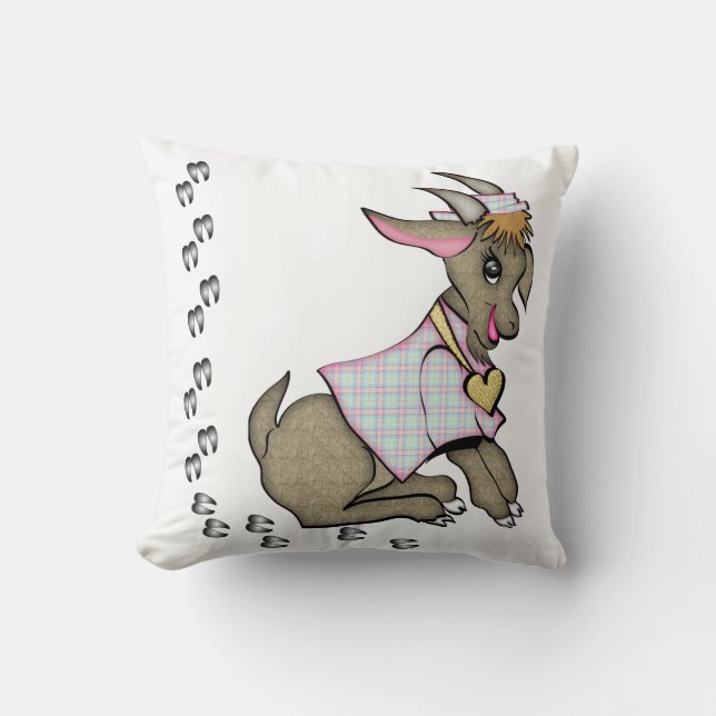 Kute Girl Goat met Jacket en Pet Pillow Kussen (Voorkant)