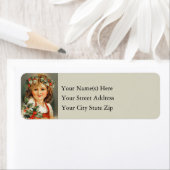 Kute Girl in kerstklep met Holly  Etiket (Insitu)