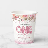 Kute Girl Little Miss One-derful 1st Birthday Papieren Bekers (Achterkant)