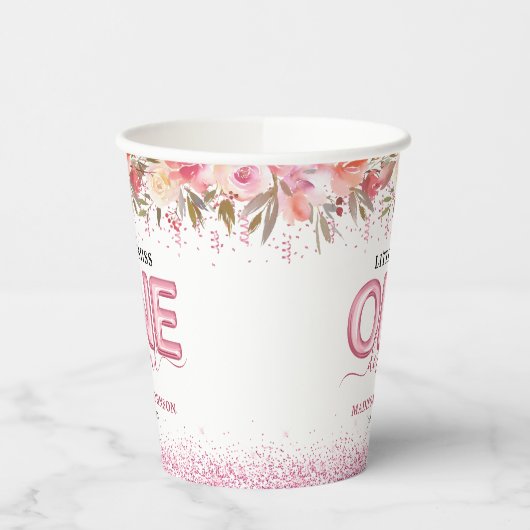 Kute Girl Little Miss One-derful 1st Birthday Papieren Bekers (Links)