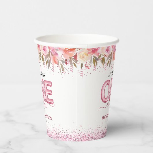 Kute Girl Little Miss One-derful 1st Birthday Papieren Bekers (Rechts)