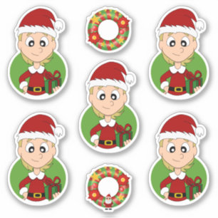 Kute girl met een kort blonde cartoon voor kerstmi sticker