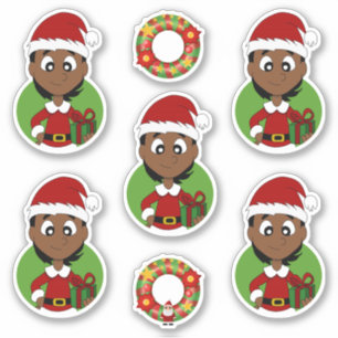 Kute girl met korte zwarte cartoon sticker