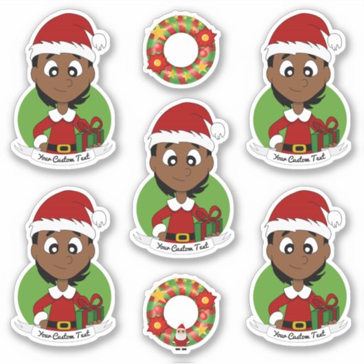 Kute girl met korte zwarte cartoon sticker (Voorkant)