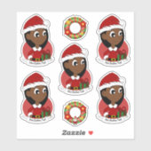 Kute girl met lange zwarte cartoon sticker (Vel)