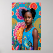 Kute girl met vogeltanktop poster (Voorkant)