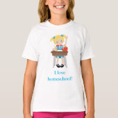 Kute girl op de houten school t-shirt (Voorkant)