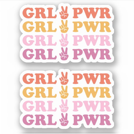 Kute Girl Power Peace Sign Sticker (Voorkant)