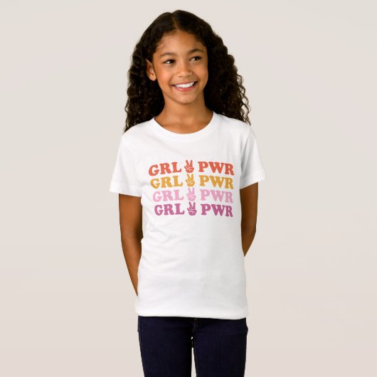 Kute Girl Power Peace Sign T-shirt (Voorkant volledig)