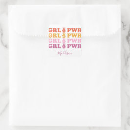 Kute Girl Power Peace Sign Vierkante Sticker