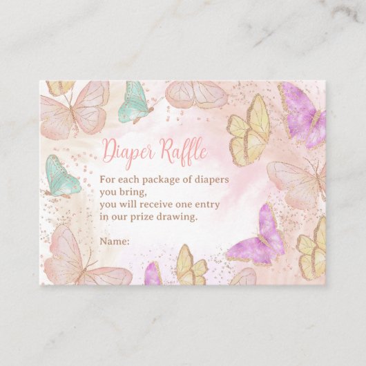Kute girl roze een klein butterfly diaper raffiné informatiekaartje (Voorkant)