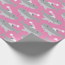 Kute Girl Santa Shark Wrapping Paper