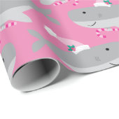 Kute Girl Santa Shark Wrapping Paper Cadeaupapier (Rol Hoek)
