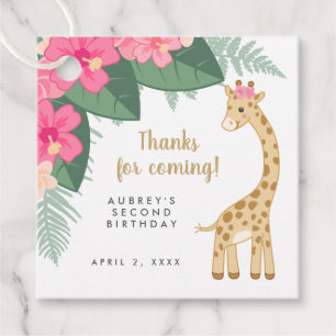 Kute girl tan en bruine giraffe bedankt je bedankjes labels