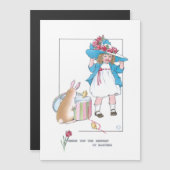 Kute  Girl w/Paasbonnet, Bunny & Chicken (Voorkant / Achterkant)