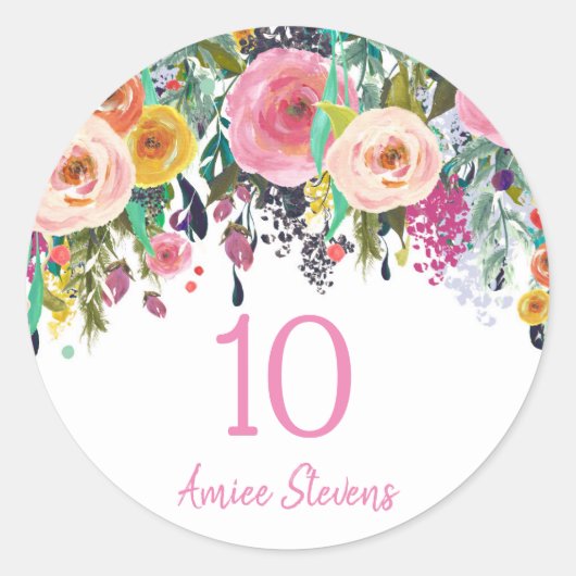 Kute Girls 10e verjaardag Pink Flower Peach Ronde Sticker (Voorkant)
