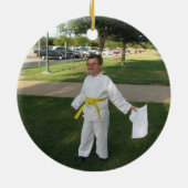Kute Girl's Karate-kerstversiering Keramisch Ornament (Achterkant)