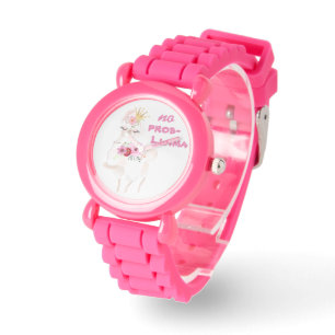 Kute Girls No Prob-Llama Pink Horloge