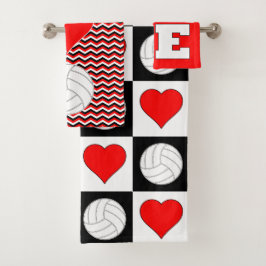 Kute Girls Volleyball Player Bathroom Towel Set Bad Handdoek